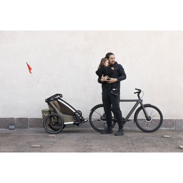 Pack remorque vélo Chariot Cross 2 Faded khaki + Assise pour nouveau-né Infant Sling