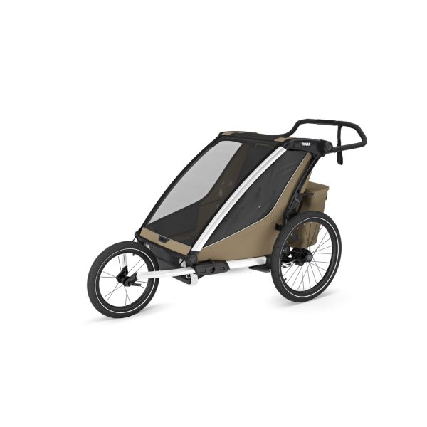 Pack remorque vélo Chariot Cross 2 places Faded khaki + Kit jogging