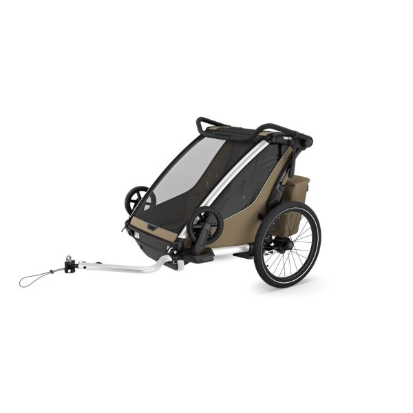 Pack remorque vélo Chariot Cross 2 places Faded khaki + Kit jogging