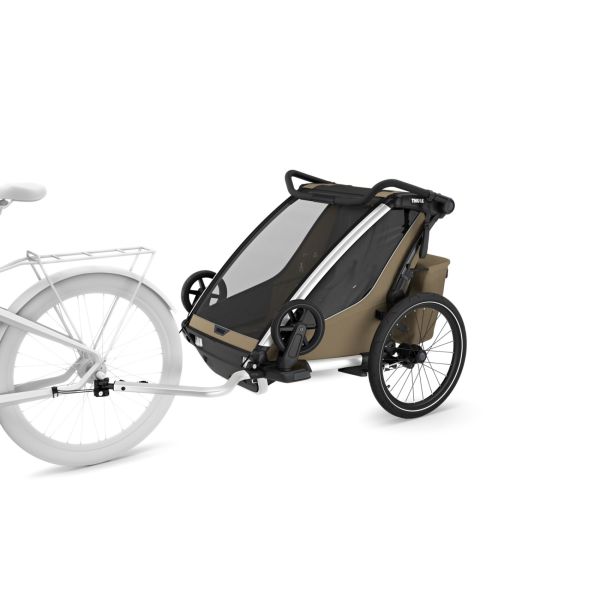 Pack remorque vélo Chariot Cross 2 places Faded khaki + Kit jogging