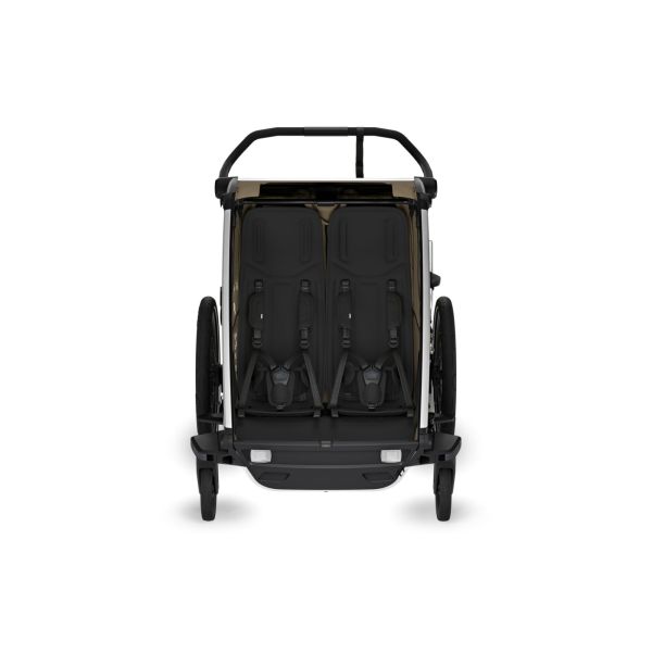 Pack remorque vélo Chariot Cross 2 places Faded khaki + Kit jogging