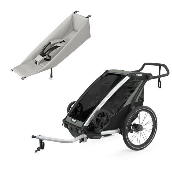 Pack remorque vélo Chariot Lite 1 Agave + Assise pour nouveau-né Infant Sling