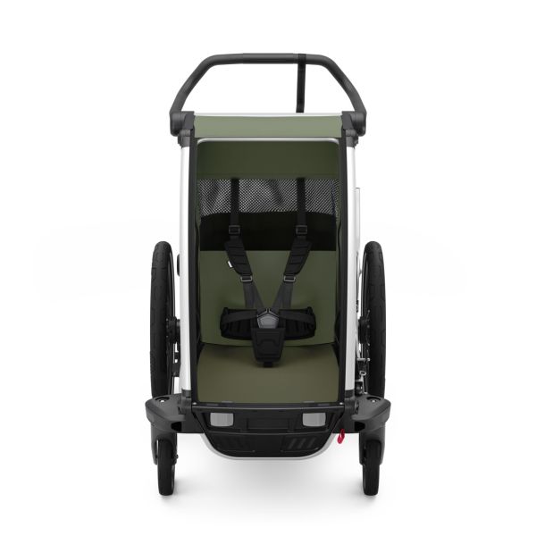 Pack remorque vélo Chariot Lite 1 place Vintage green + Assise pour nouveau-né Infant sling