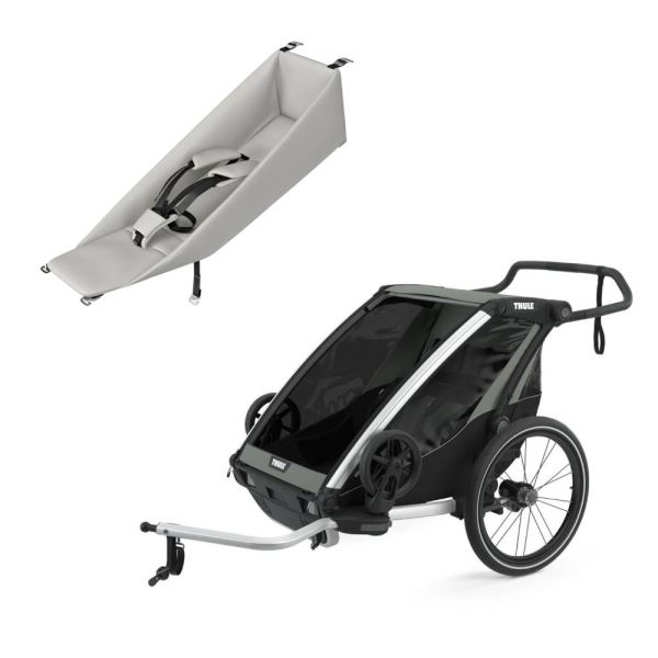 Pack remorque vélo Chariot Lite 2 Agave + Assise pour nouveau-né Infant Sling