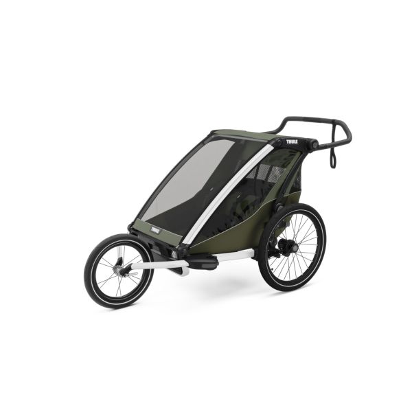 Pack remorque vélo Chariot Lite 2 places Vintage green + Assise pour nouveau-né Infant sling