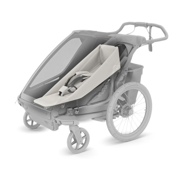 Pack remorque vélo Chariot Lite 2 places Vintage green + Assise pour nouveau-né Infant sling