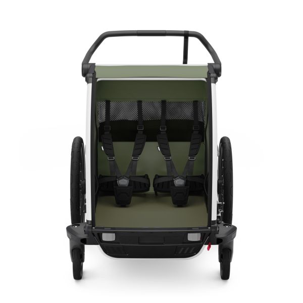 Pack remorque vélo Chariot Lite 2 places Vintage green + Kit jogging