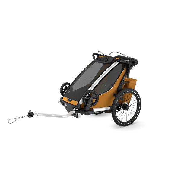Pack remorque vélo Chariot Sport 1 place Natural gold + Kit jogging
