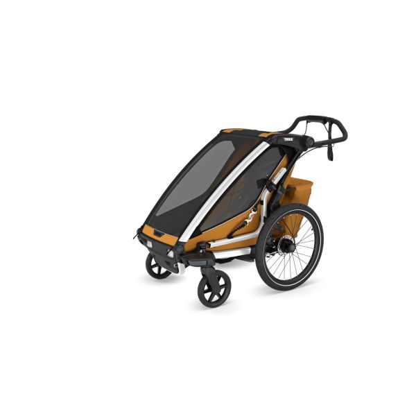 Pack remorque vélo Chariot Sport 1 place Natural gold + Kit jogging