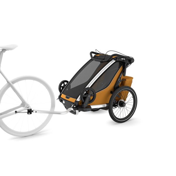 Pack remorque vélo Chariot Sport 1 place Natural gold + Kit jogging