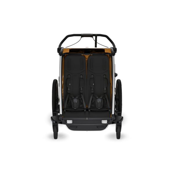 Pack remorque vélo Chariot Sport 2 places natural gold + Kit jogging