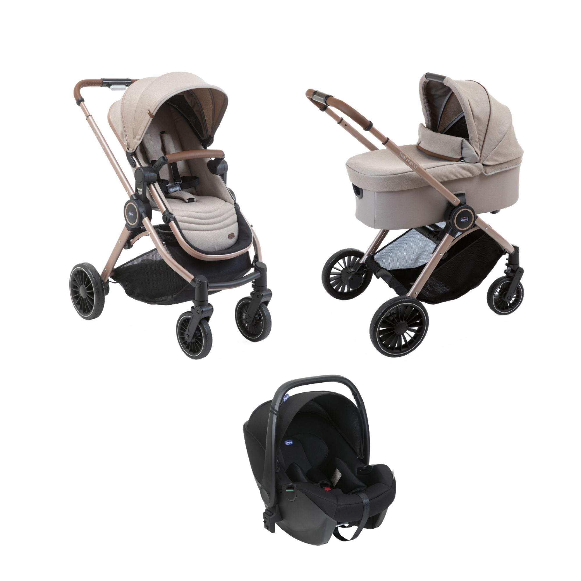 Poussette trio Best Friend Pro Light Desert Taupe - Made in Bébé