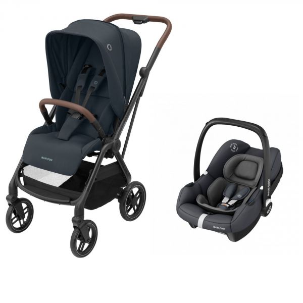 Poussette duo Leona² Essential graphite + siège auto Cabriofix I-Size Essential graphite