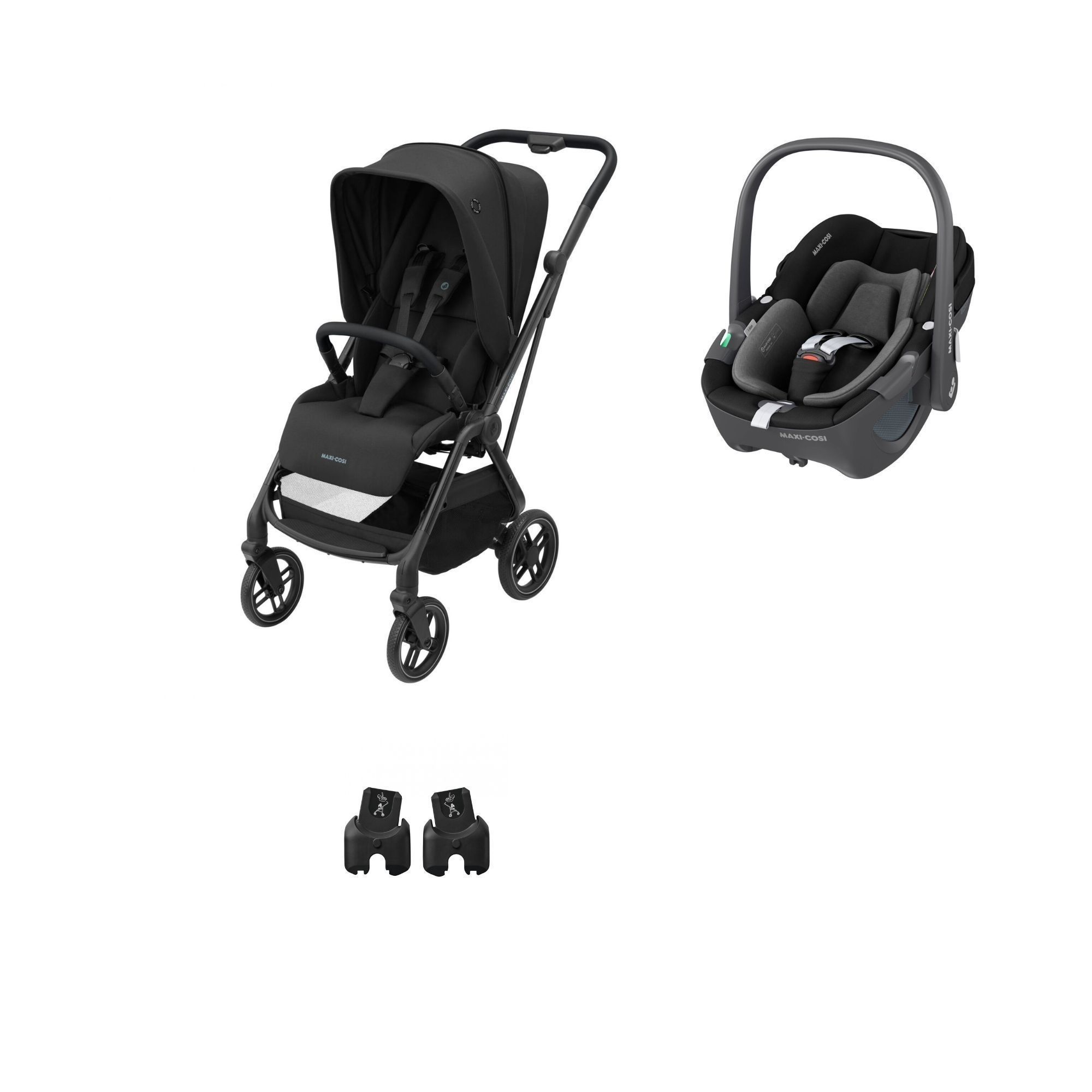 Pack Duo poussette Leona + siège auto Pebble 360 Essential Black - Made in  Bébé