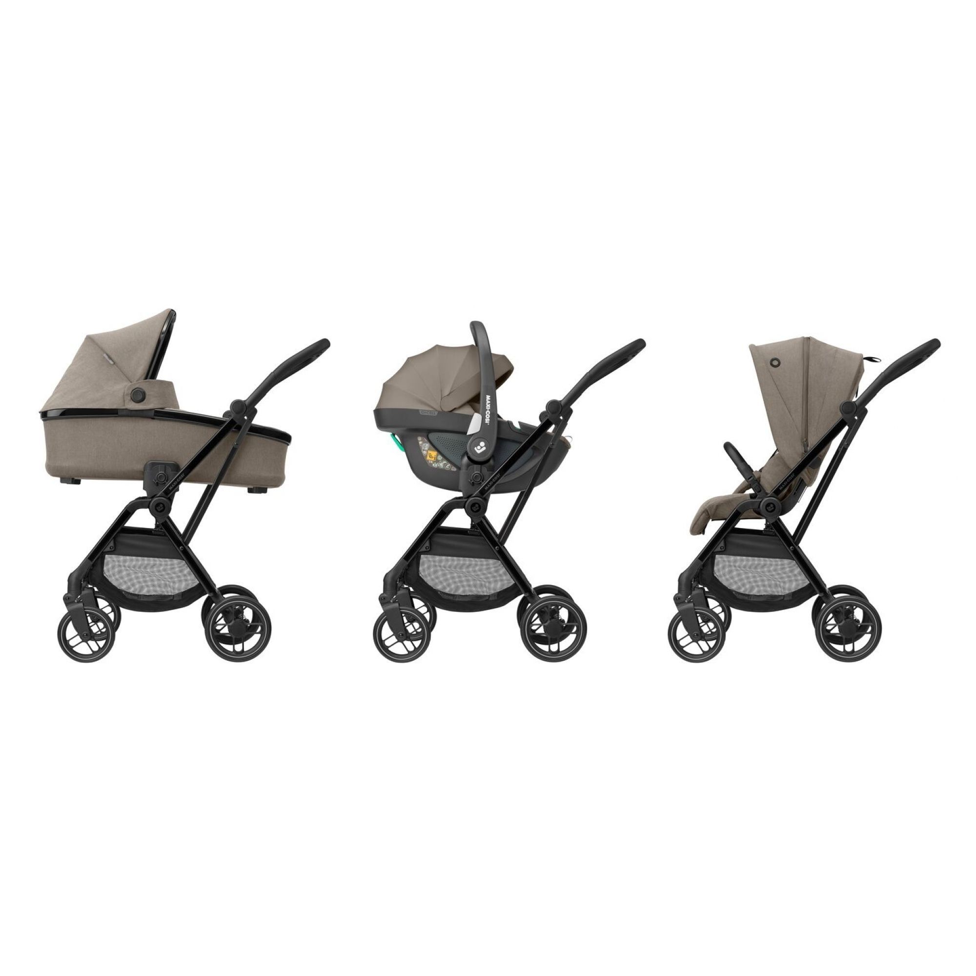 Poussette TRIO Leona 2 Grey Pebble 360 Oria Black MAXI COSI, Vente en ligne  de Poussette Trio