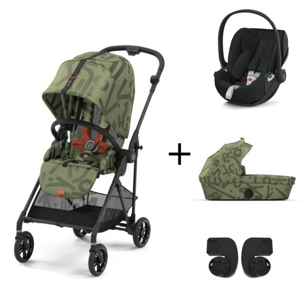 Pack Trio poussette Melio Street 3 - châssis taupe + Nacelle Melio Street 3 + Cloud Z2+ adaptateurs - Olive Green