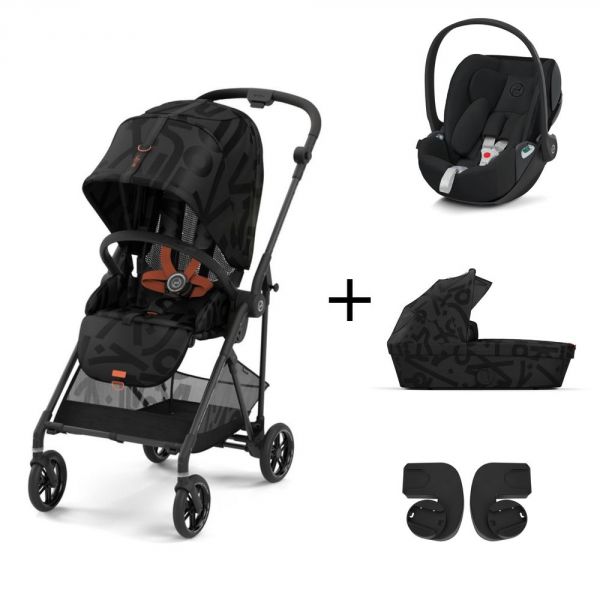 Pack Trio poussette Melio Street 3 - châssis taupe + Nacelle Melio Street 3 + Cloud Z2 + adaptateurs - Real Black