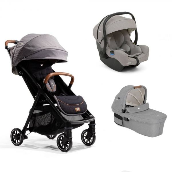 Poussette trio Parcel Signature Carbon + siège auto i-gemm 3 Pebble + nacelle ramble XL Pebble