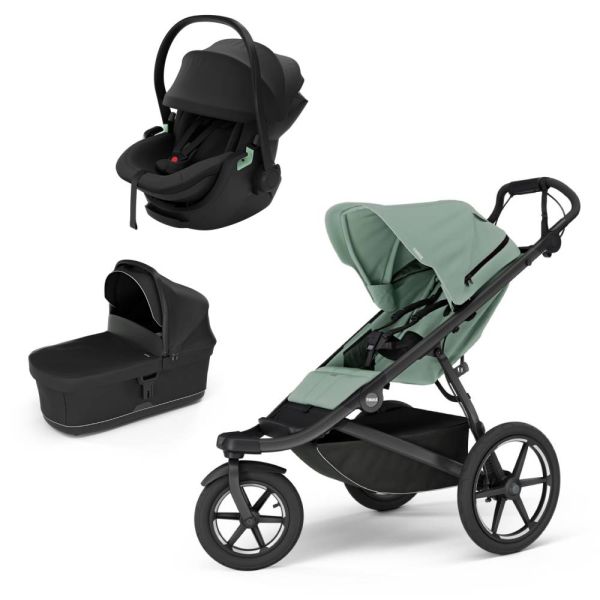Poussette trio Urban Glide 3 Mist green + siège auto Maple + nacelle Urban Glide Black