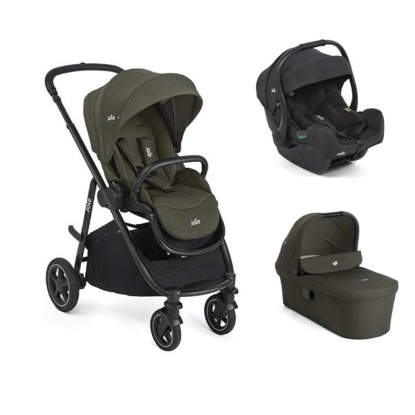 Poussette trio Versatrax + siège auto i-Gemm 3 Raven + nacelle Ramble XL Fern