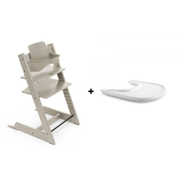 Pack Chaise haute Tripp Trapp avec son Baby Set et sa tablette Cashmere grey