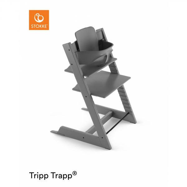 Pack chaise haute Tripp Trapp + baby set + tablette Gris tempête