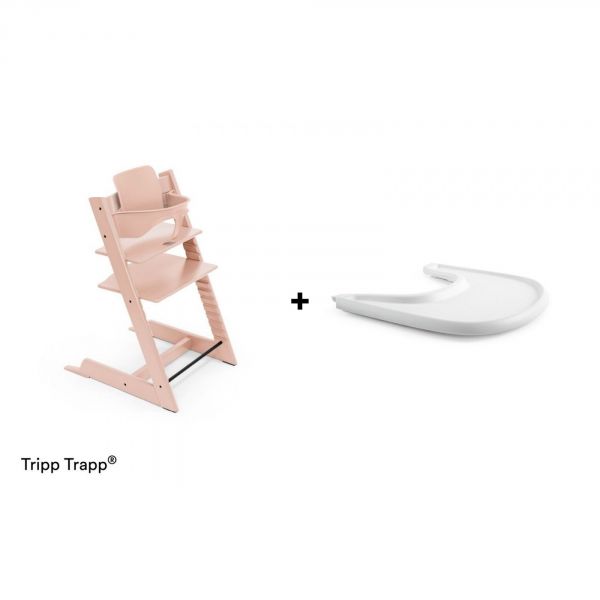 Pack chaise haute Tripp Trapp + baby set + tablette Rose