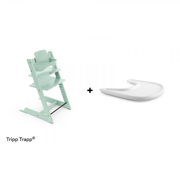 Pack chaise haute Tripp Trapp + baby set + tablette Soft mint