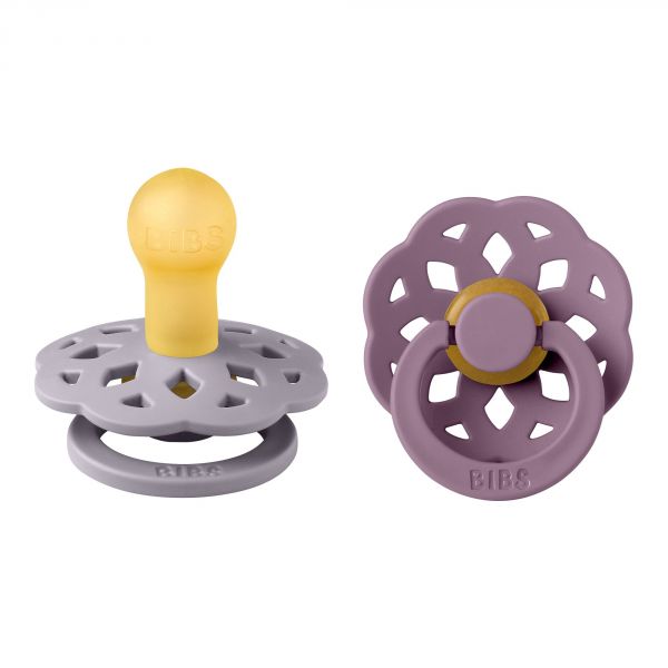 Pack de 2 sucettes Bohème Caoutchouc 0-6 mois Fossil Grey et Mauve