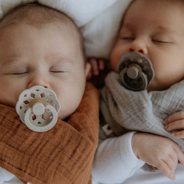 Pack de 2 sucettes Bohème Caoutchouc 6 mois+ Fossil Grey et Mauve