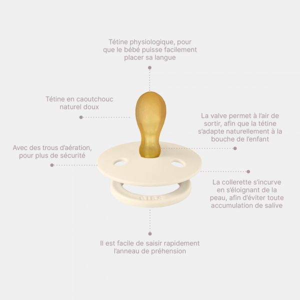 Pack de 2 sucettes Colour Caoutchouc symétrique 0-6 mois Sand et Iron