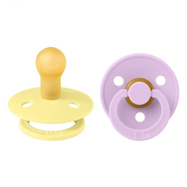 Sucettes Colour caoutchouc naturel (6/18 mois) Jaune sunshine/Violet sky - Pack de 2