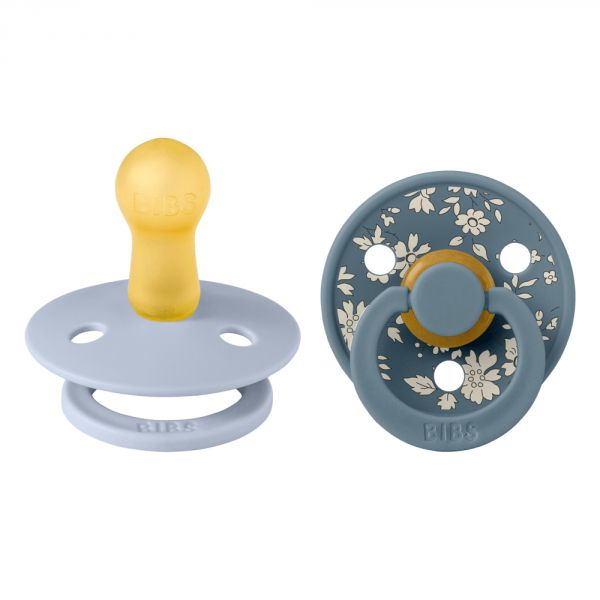 Pack de 2 sucettes Colour Caoutchouc Liberty 6 mois+ Capel et Dusty blue mix