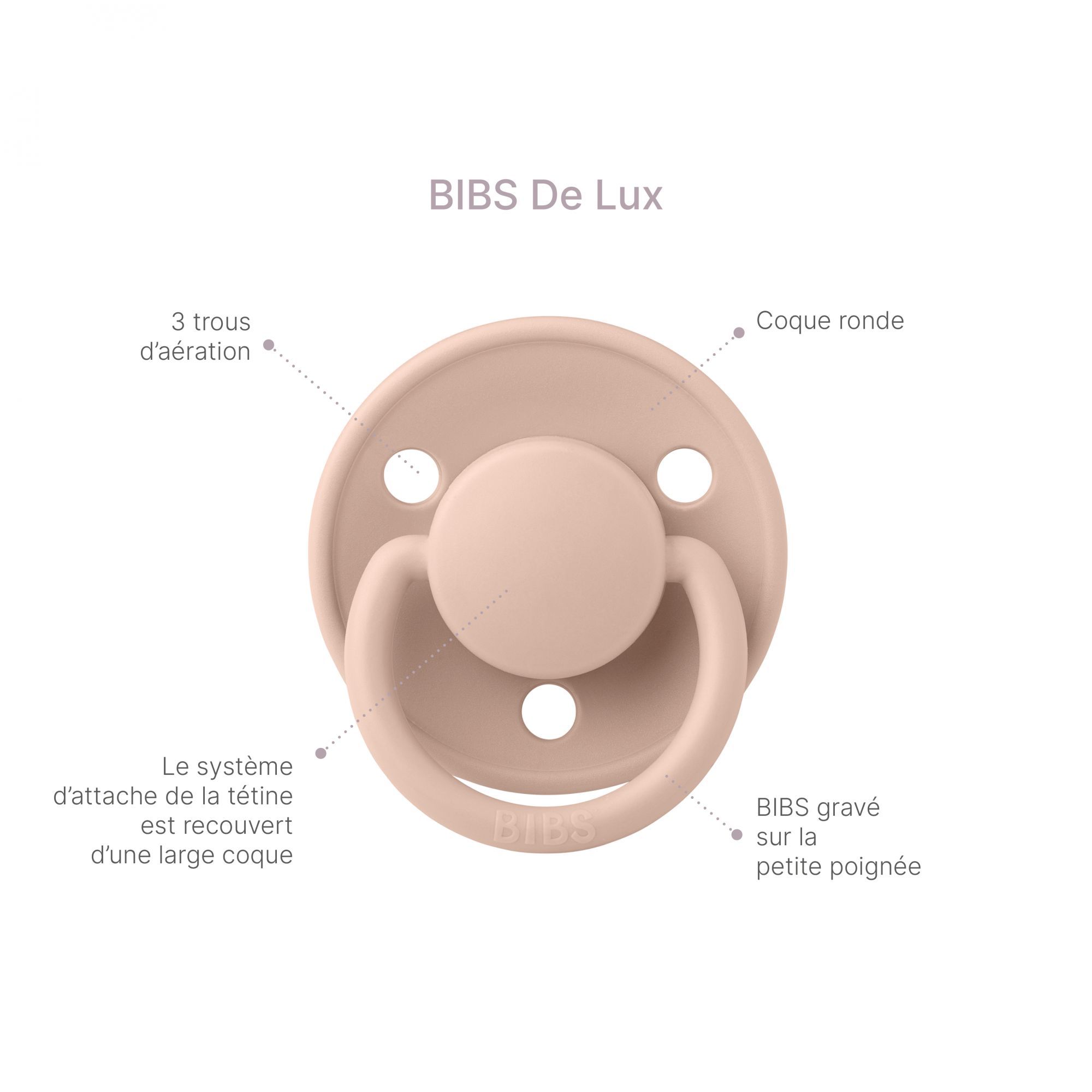 Pack de 2 sucettes De Lux Silicone taille unique Ivory et Blush - Made in  Bébé