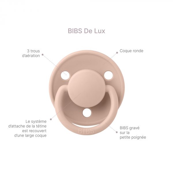 Pack de 2 sucettes De Lux Silicone taille unique phosphorescente Blush et Vanilla