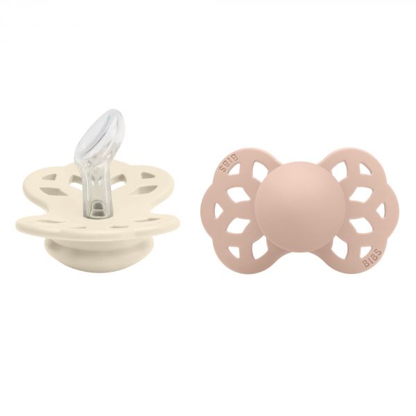 Pack de 2 sucettes Infinity Silicone anatomique 0-6 mois Ivory et Blush
