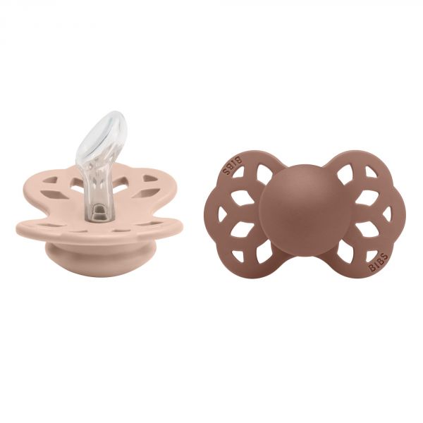 Pack de 2 sucettes Infinity Silicone anatomique 0-6 mois Blush et Woodchuck