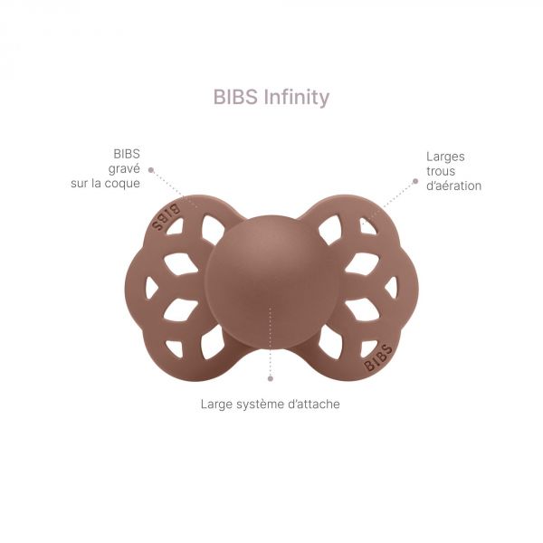 Pack de 2 sucettes Infinity Silicone anatomique 0-6 mois Blush et Woodchuck