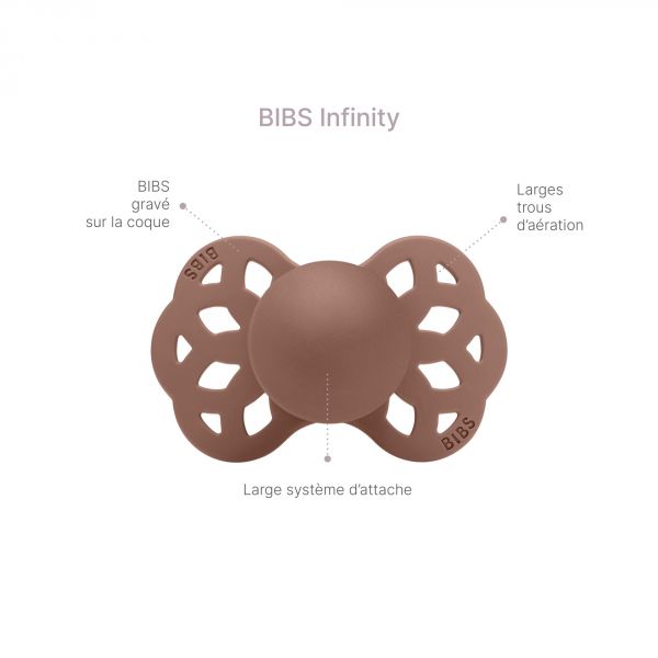 Pack de 2 sucettes Infinity Silicone symétrique 0-6 mois Ivory et Blush