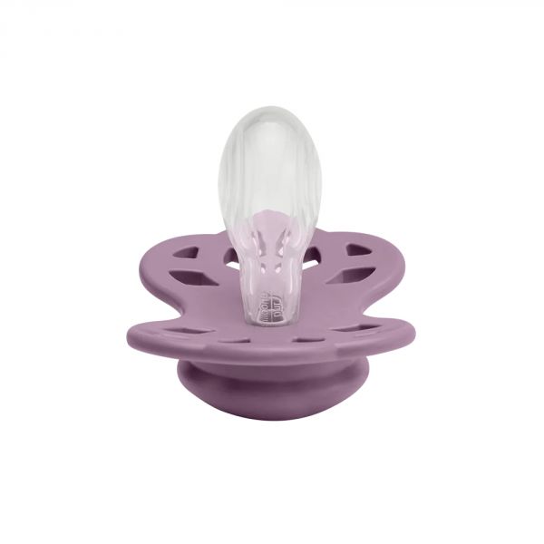 Pack de 2 sucettes Infinity Silicone symétrique 0-6 mois Fossil Grey et Mauve