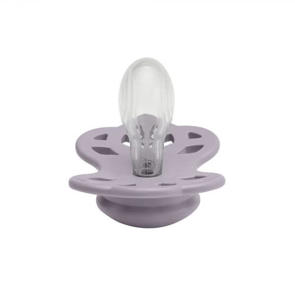 Pack de 2 sucettes Infinity Silicone symétrique 0-6 mois Fossil Grey et Mauve