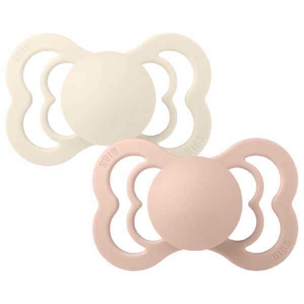Pack de 2 sucettes Supreme 0-6 mois Ivory et Blush