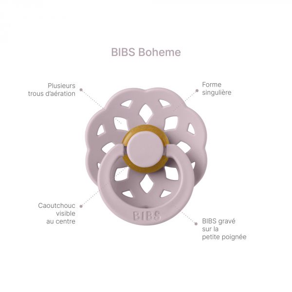 Pack de 2 sucettes Bohème Caoutchouc 6 mois+ Vanilla et Dark Oak