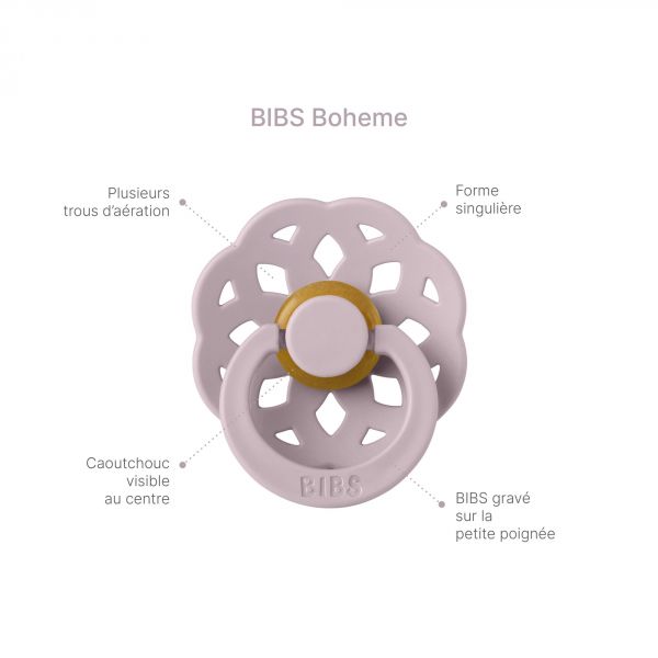 Pack de 2 sucettes Bohème Caoutchouc 6 mois+ Sage et Cloud