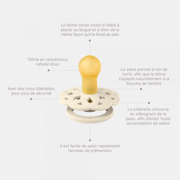 Pack de 2 sucettes Bohème Caoutchouc 6 mois+ Sage et Cloud