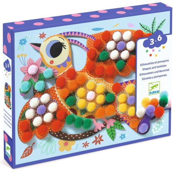 Coffret activités de collages silhouettes et pompons Panachés