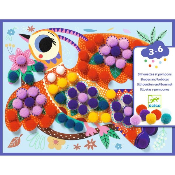 Coffret activités de collages silhouettes et pompons Panachés