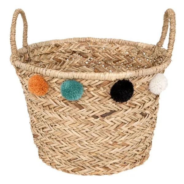 Panier de rangement Pompons Léopard H40 cm