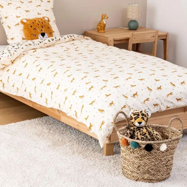 Panier de rangement Pompons Léopard H40 cm