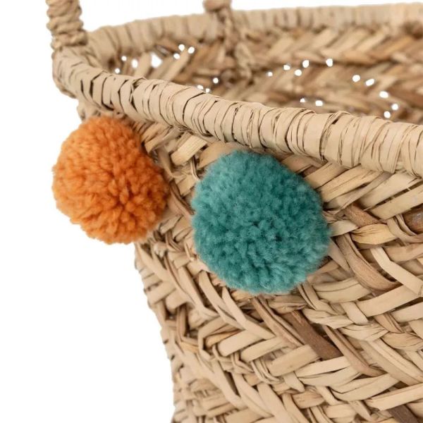 Panier de rangement Pompons Léopard H40 cm